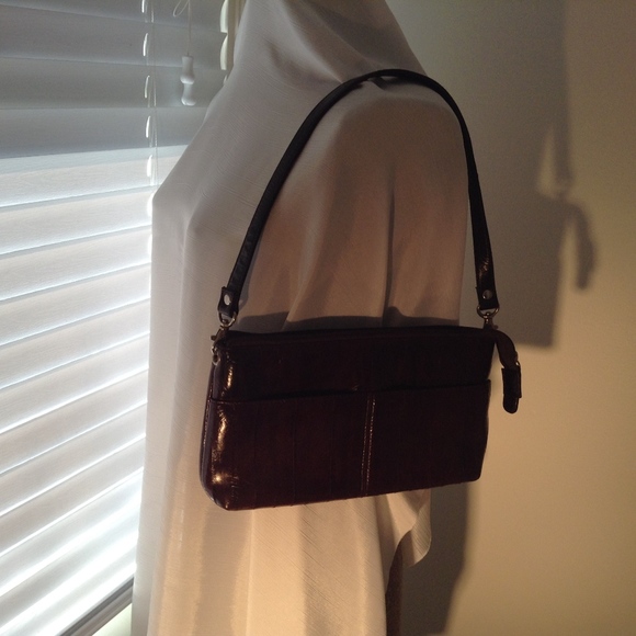 Lee Sands Eel skin clutch detachable strap Brown - Picture 6 of 8